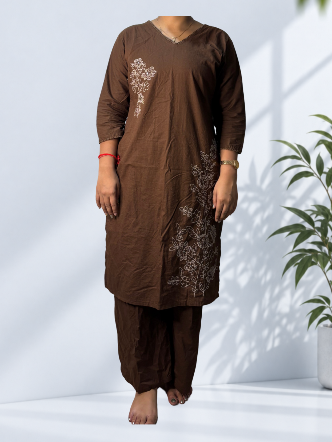 Brown Printed Suit - Image 1