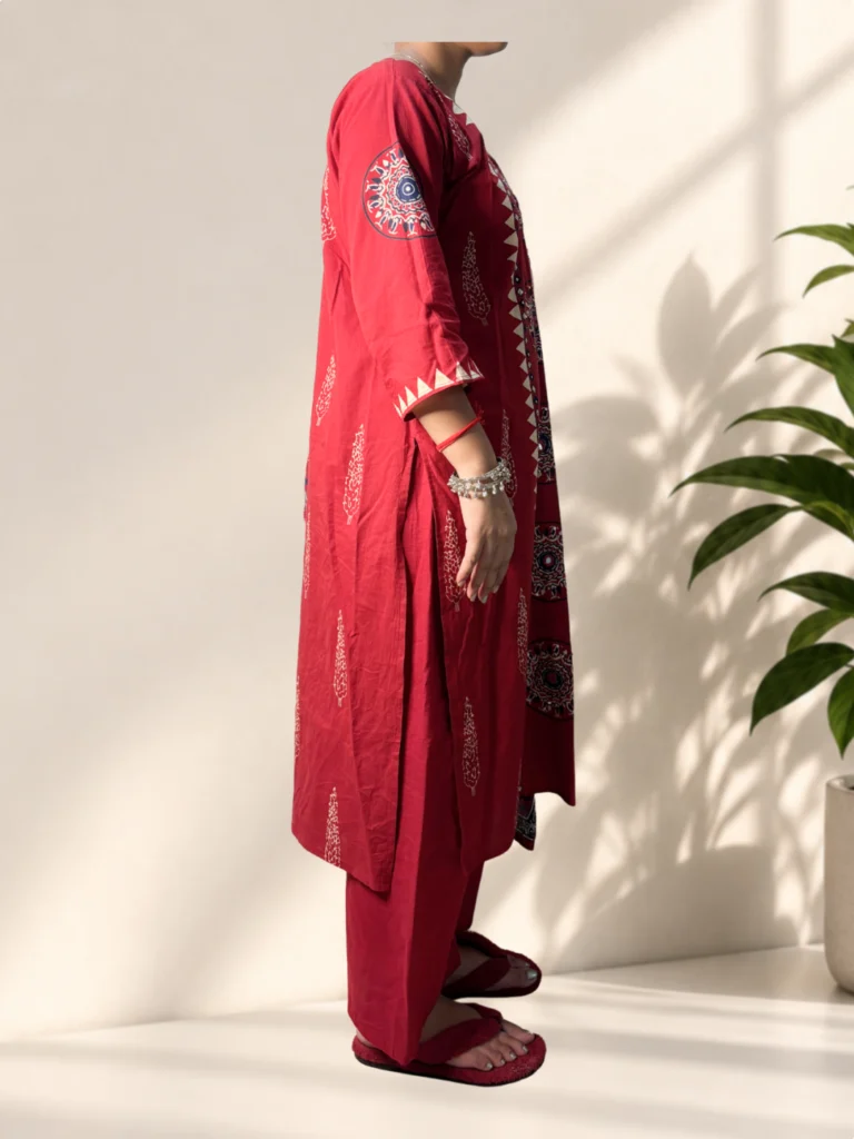 Red Printed Suit