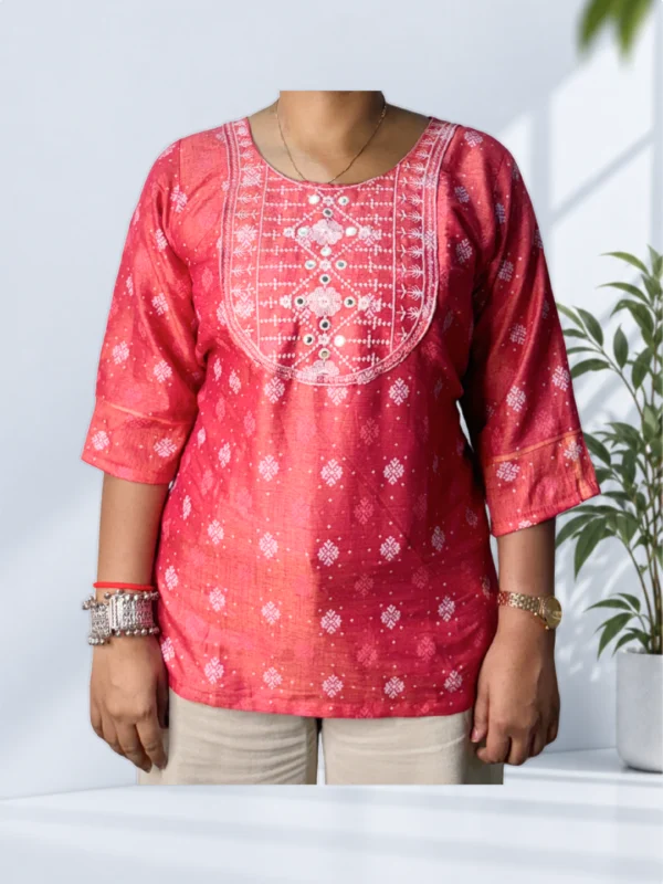 Pink Printed Kurti - Image 1