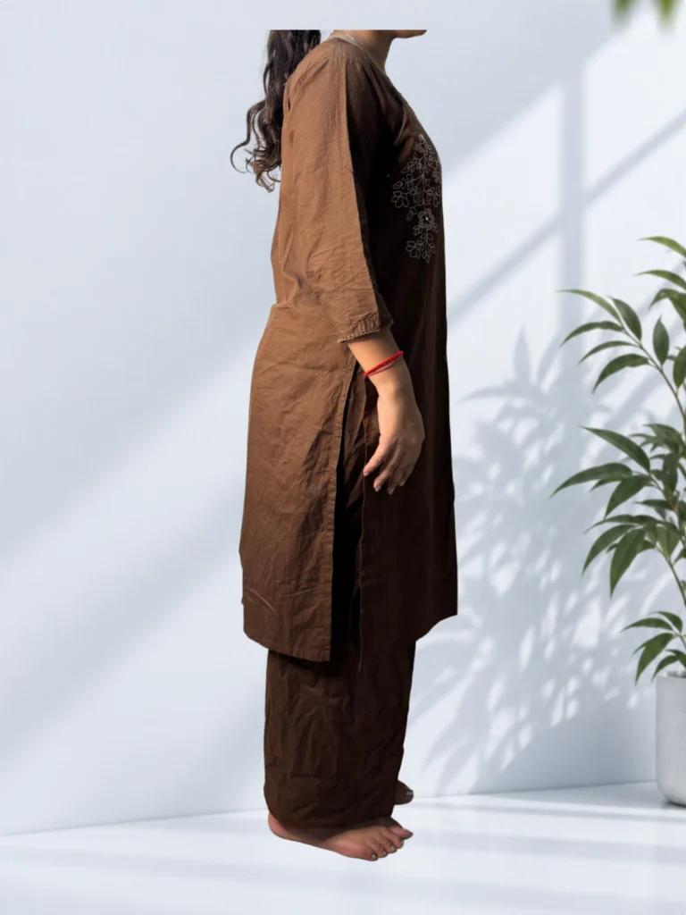 Brown Printed Suit