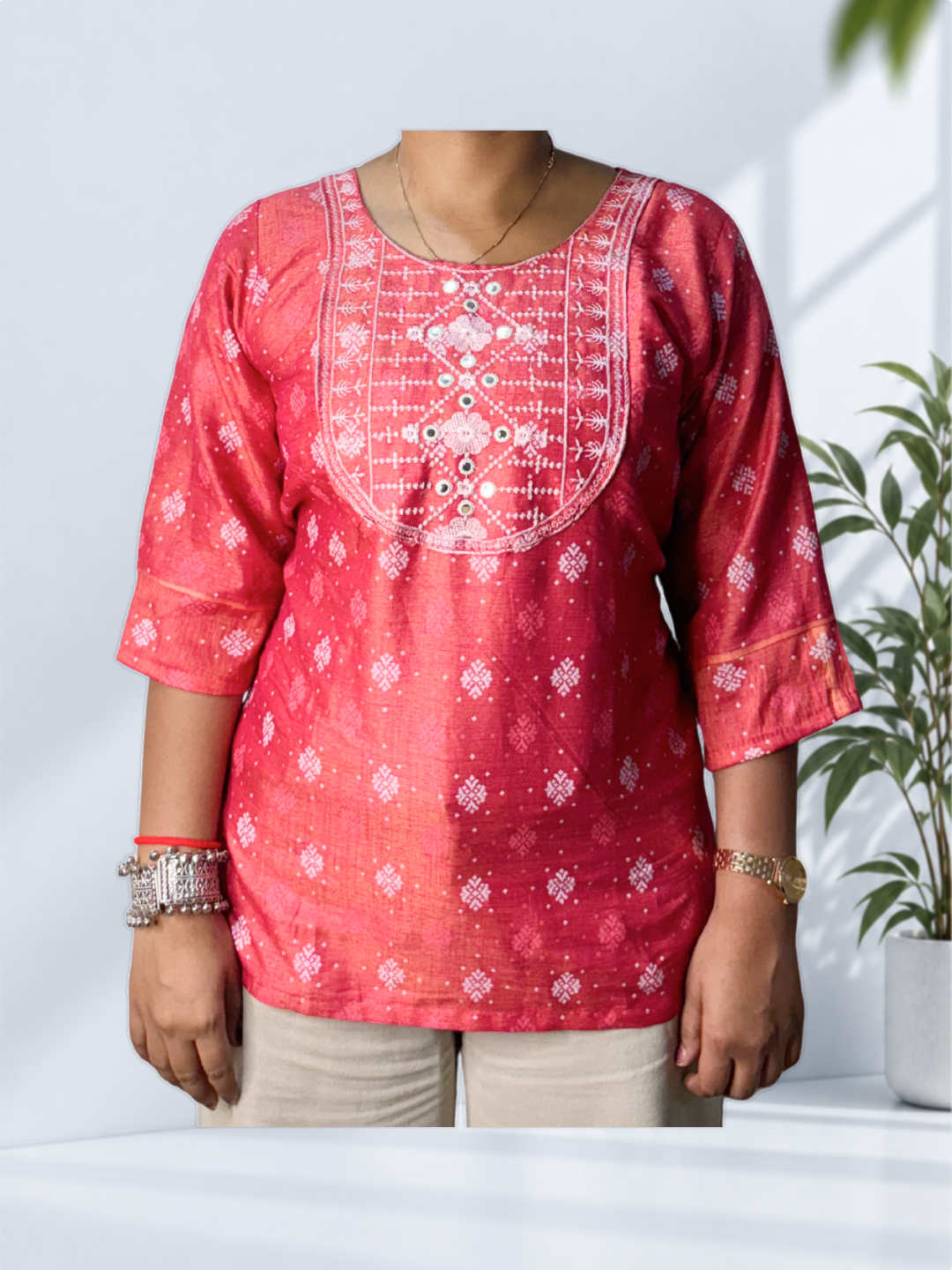 Pink Printed Kurti - Image 1