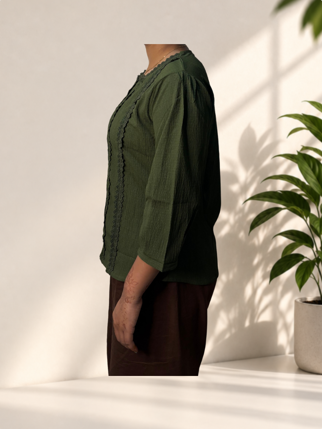 Olive Green Full Sleeve Top - Image 3