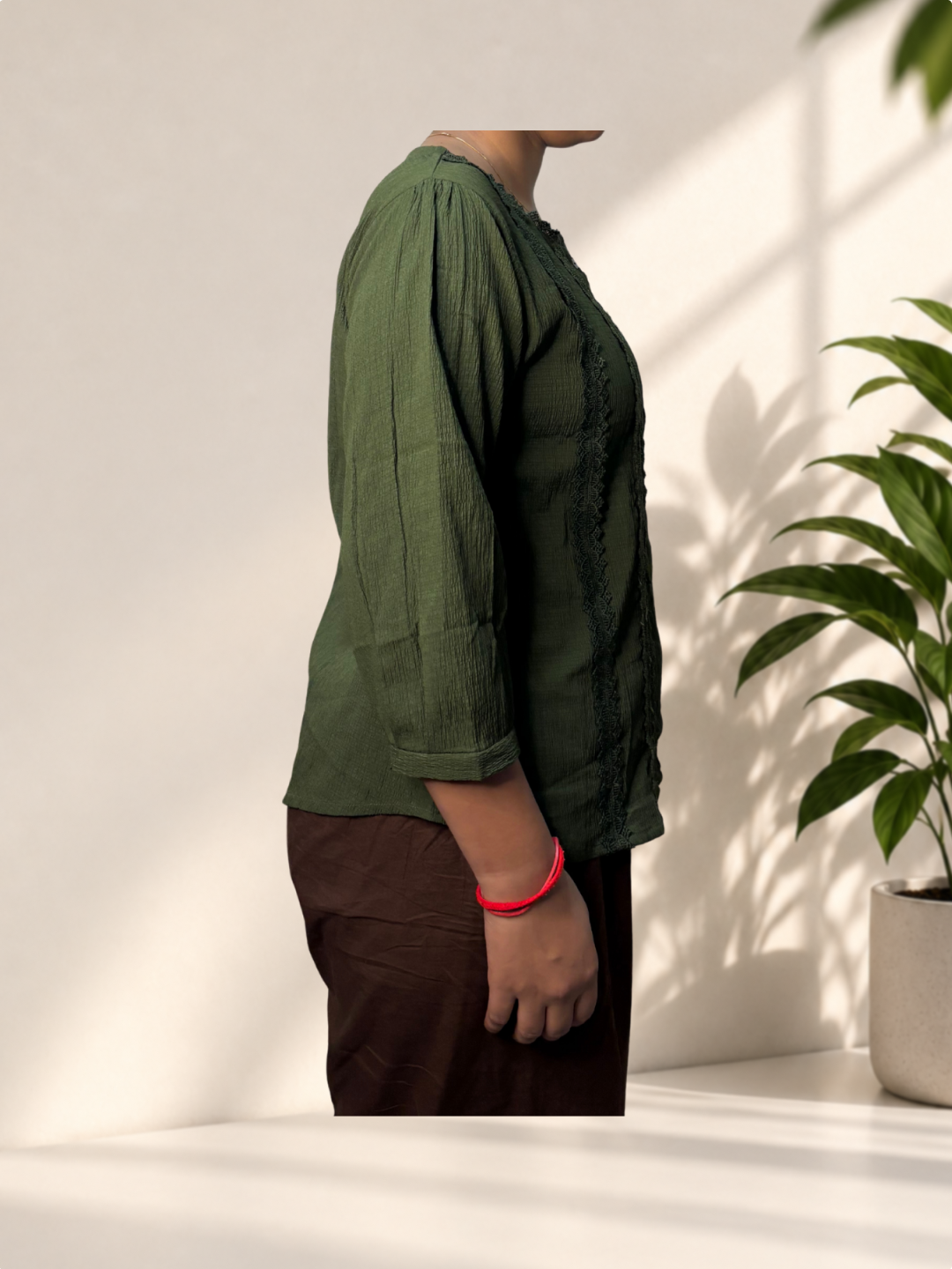 Olive Green Full Sleeve Top - Image 2