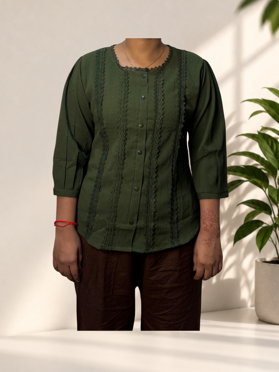 Olive Green Full Sleeve Top - Image 1
